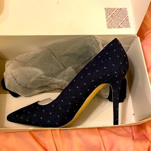 White House Black Market Polka dot Navy